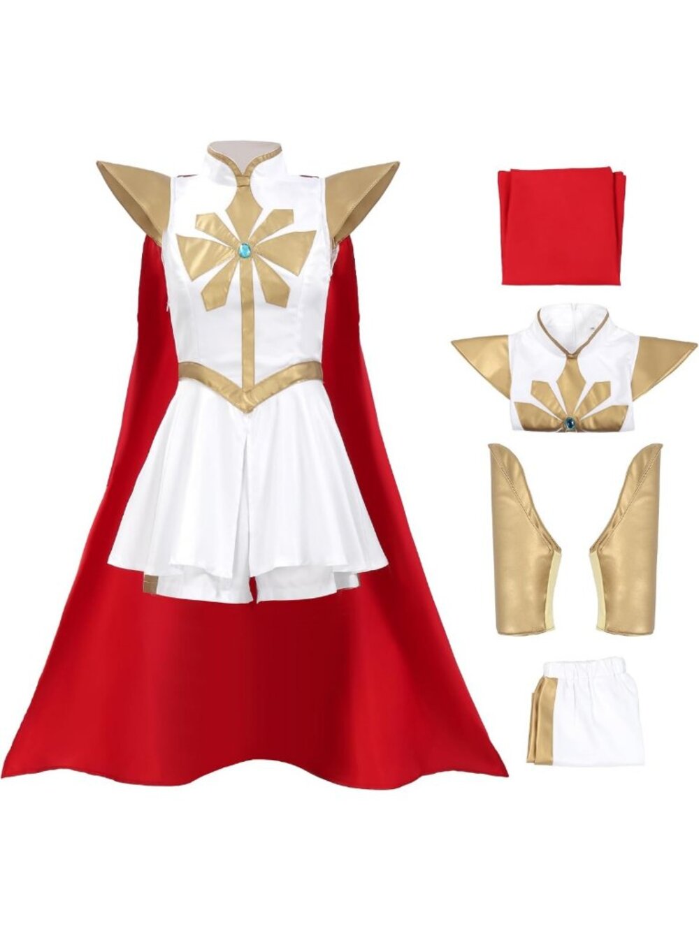 Enchanting Power Princess Cosplay Dress with Red Cloak for Halloween Costume - Picture 2 of 6